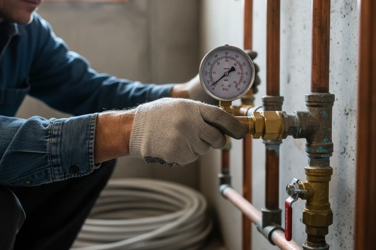 Pressure testing a repaired line during Water Line Repair in Ottawa Lake